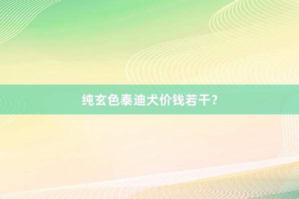 纯玄色泰迪犬价钱若干?
